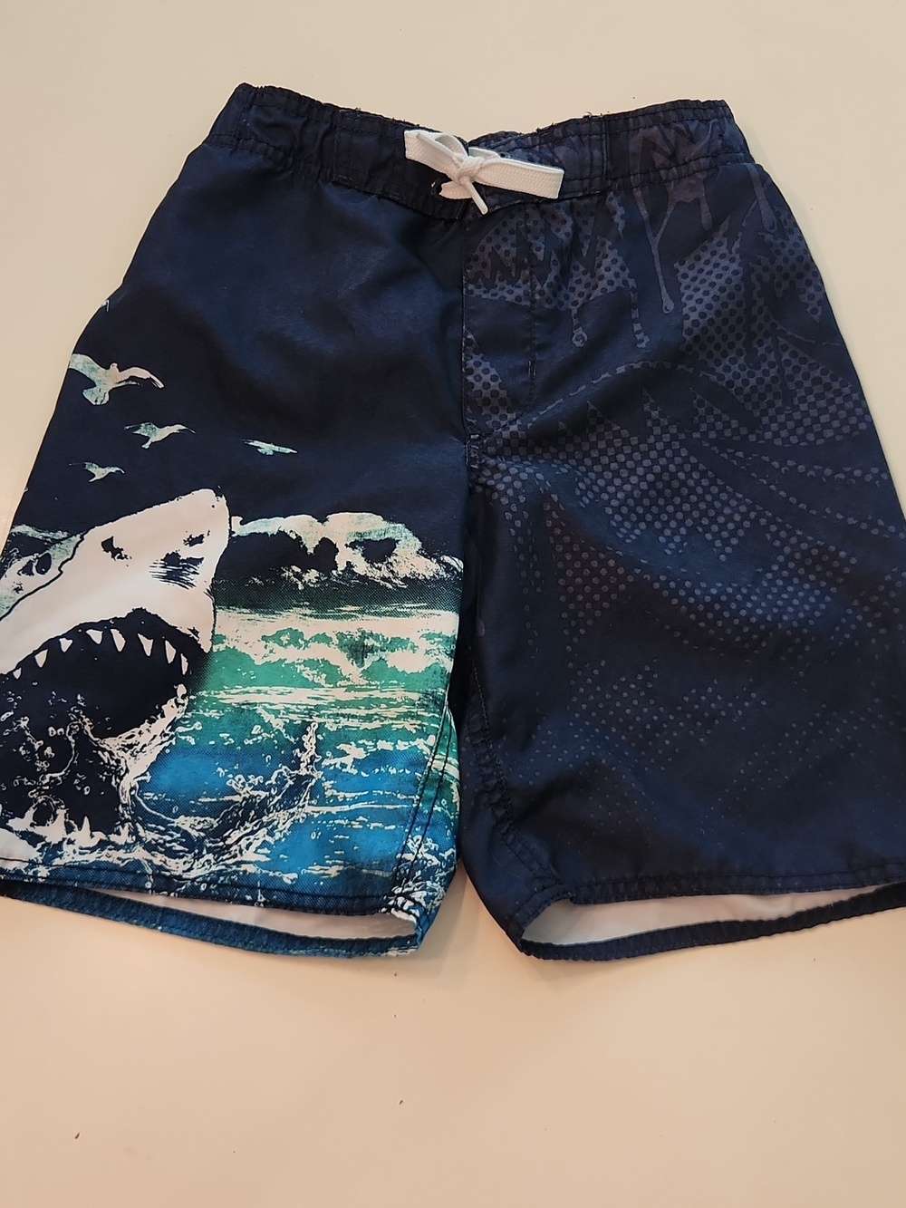 Old Navy Swim Trunks Boardshorts Blue Small 6 7 Shark Print